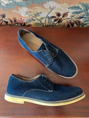 Banana Republic Men's 9.5 Oxford Suede Leather Dress Shoes Academic Prep Navy